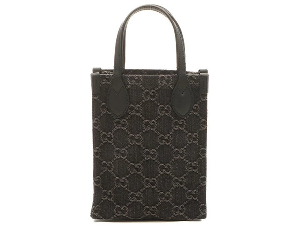 Gucci Ophidia GG Bag Black Denim Leather Shoulder Canvas